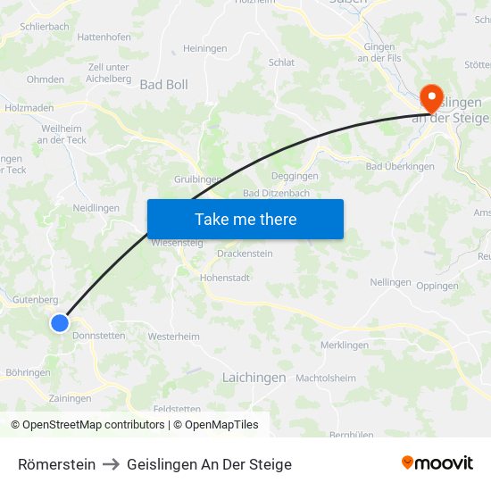 Römerstein to Geislingen An Der Steige map