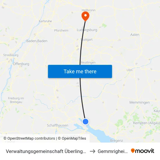 Verwaltungsgemeinschaft Überlingen to Gemmrigheim map