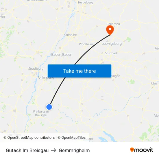 Gutach Im Breisgau to Gemmrigheim map