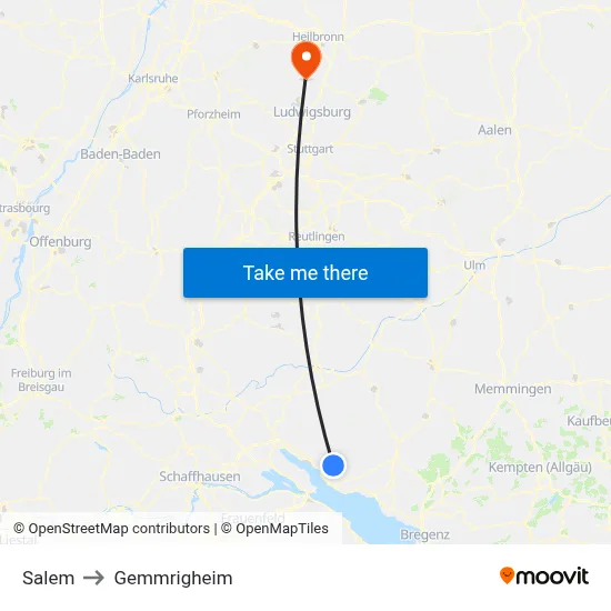 Salem to Gemmrigheim map