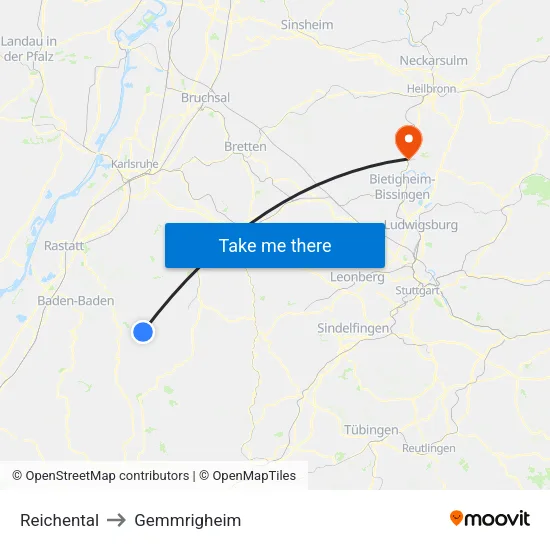 Reichental to Gemmrigheim map