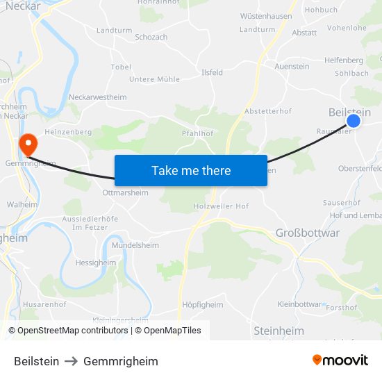 Beilstein to Gemmrigheim map