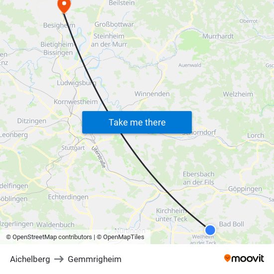 Aichelberg to Gemmrigheim map