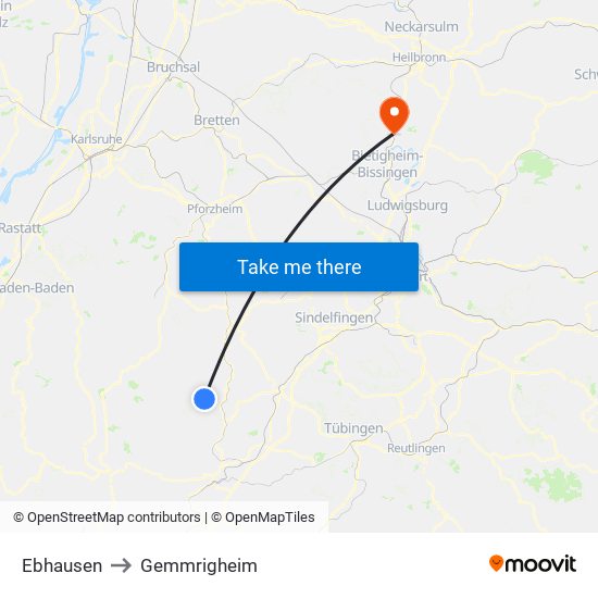 Ebhausen to Gemmrigheim map