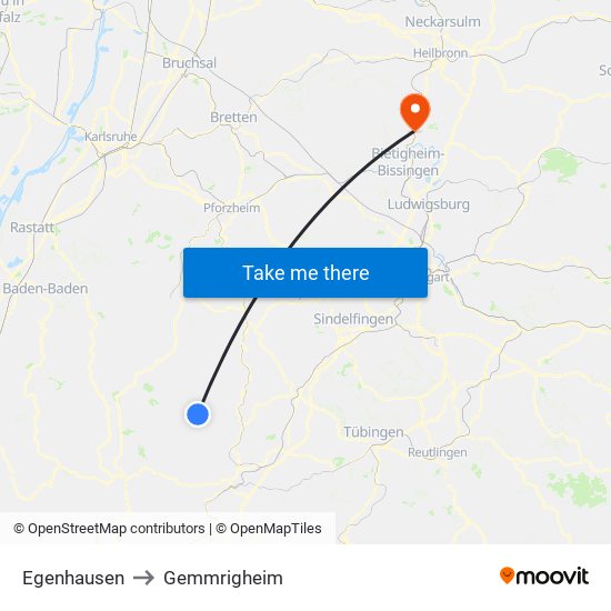 Egenhausen to Gemmrigheim map