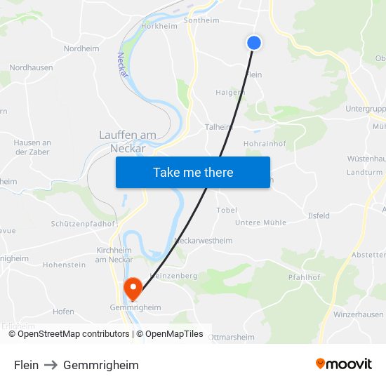 Flein to Gemmrigheim map