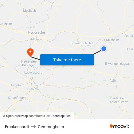 Frankenhardt to Gemmrigheim map