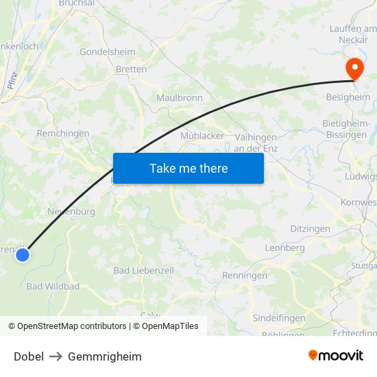 Dobel to Gemmrigheim map