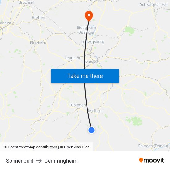 Sonnenbühl to Gemmrigheim map