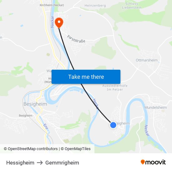 Hessigheim to Gemmrigheim map