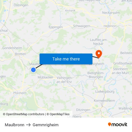 Maulbronn to Gemmrigheim map