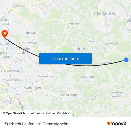 Sulzbach-Laufen to Gemmrigheim map
