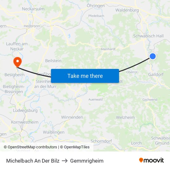 Michelbach An Der Bilz to Gemmrigheim map