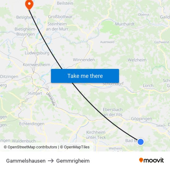 Gammelshausen to Gemmrigheim map