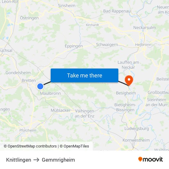 Knittlingen to Gemmrigheim map