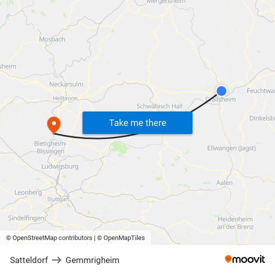 Satteldorf to Gemmrigheim map