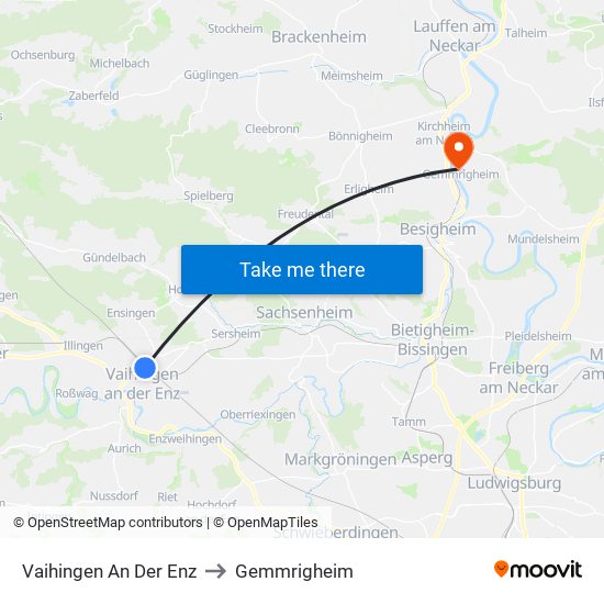 Vaihingen An Der Enz to Gemmrigheim map