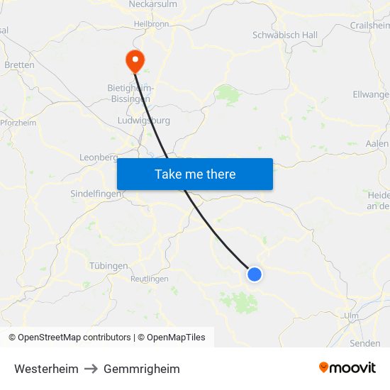 Westerheim to Gemmrigheim map