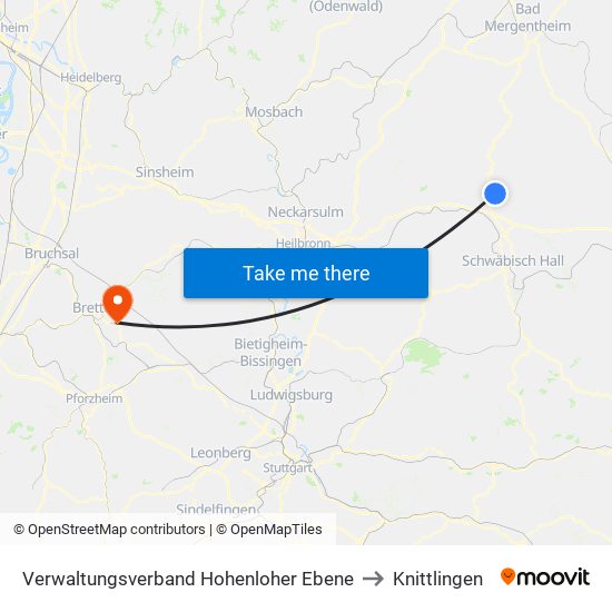 Verwaltungsverband Hohenloher Ebene to Knittlingen map