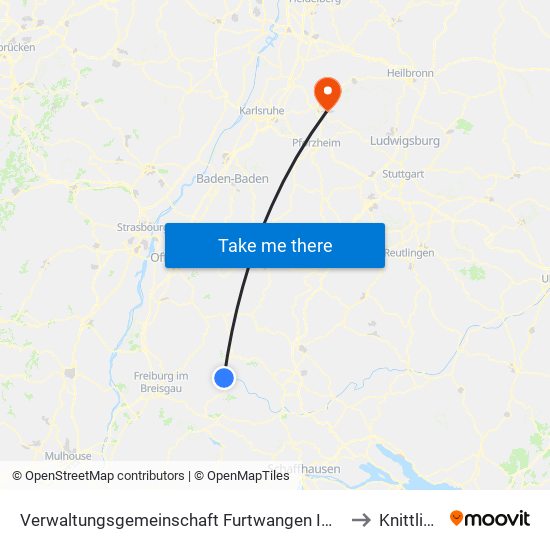 Verwaltungsgemeinschaft Furtwangen Im Schwarzwald to Knittlingen map