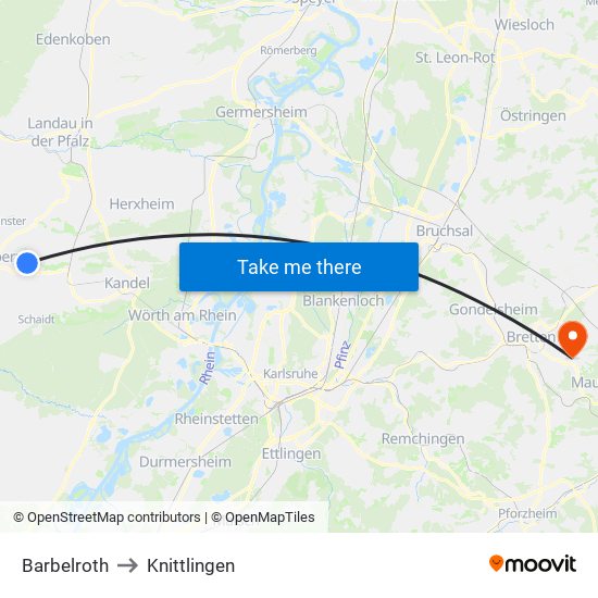 Barbelroth to Knittlingen map