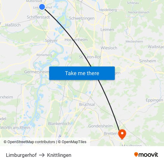 Limburgerhof to Knittlingen map