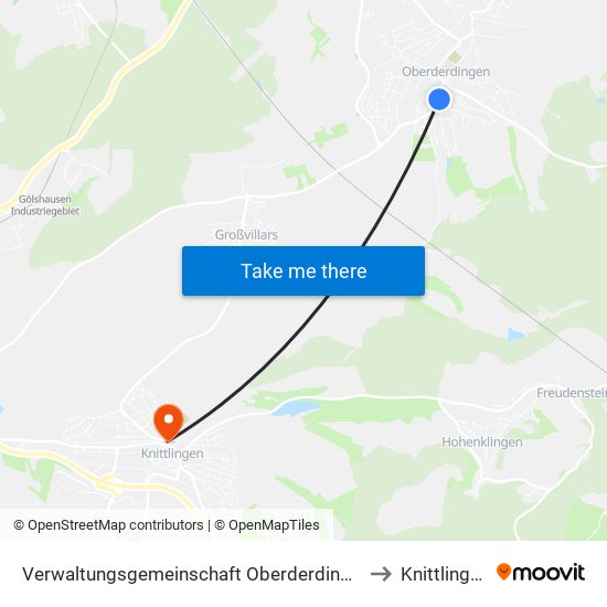 Verwaltungsgemeinschaft Oberderdingen to Knittlingen map