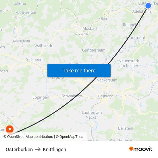 Osterburken to Knittlingen map