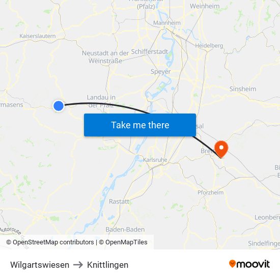 Wilgartswiesen to Knittlingen map