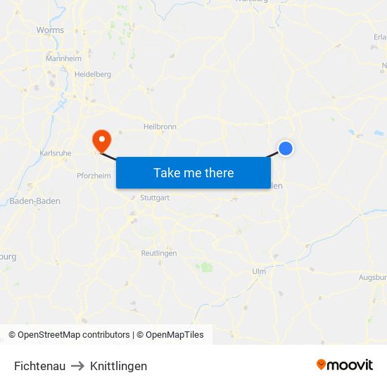 Fichtenau to Knittlingen map