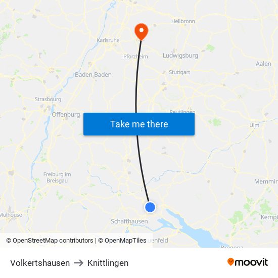 Volkertshausen to Knittlingen map