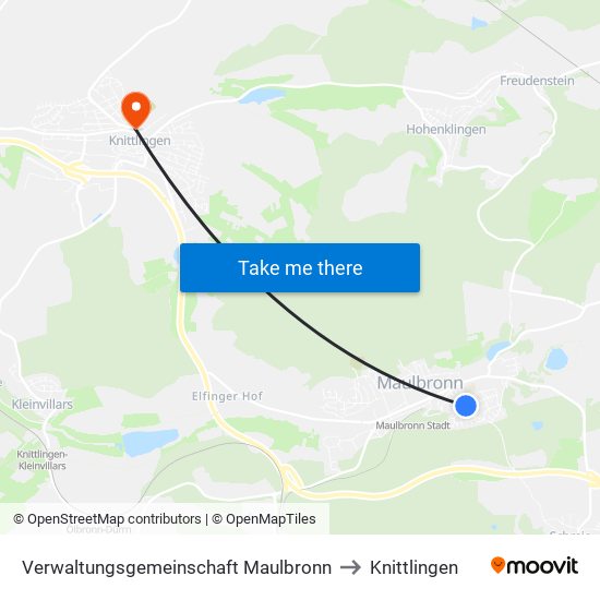 Verwaltungsgemeinschaft Maulbronn to Knittlingen map