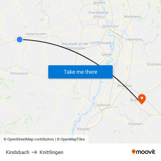 Kindsbach to Knittlingen map