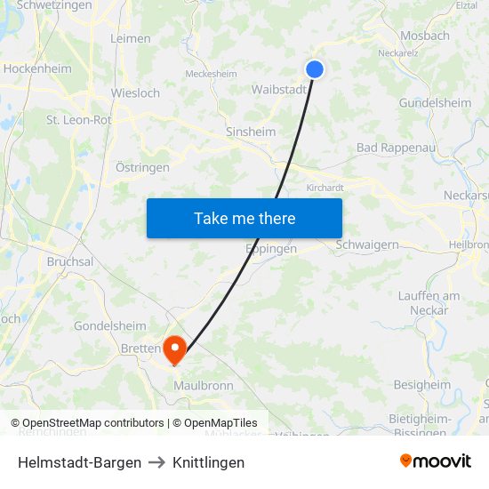 Helmstadt-Bargen to Knittlingen map