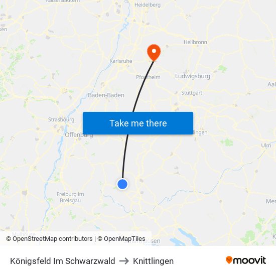 Königsfeld Im Schwarzwald to Knittlingen map