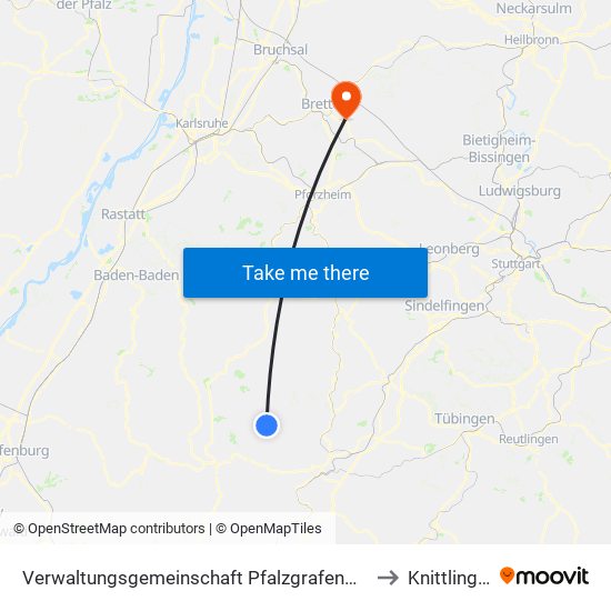 Verwaltungsgemeinschaft Pfalzgrafenweiler to Knittlingen map