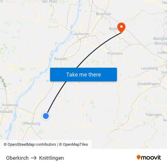 Oberkirch to Knittlingen map