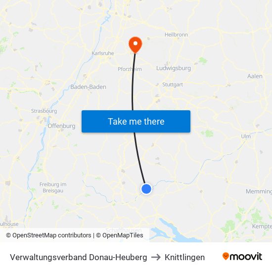 Verwaltungsverband Donau-Heuberg to Knittlingen map