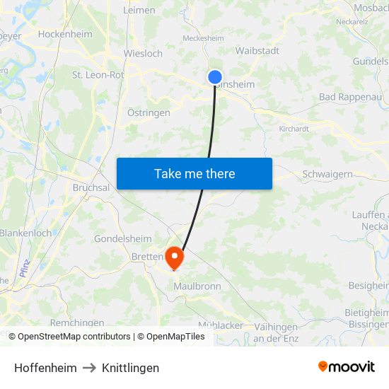 Hoffenheim to Knittlingen map