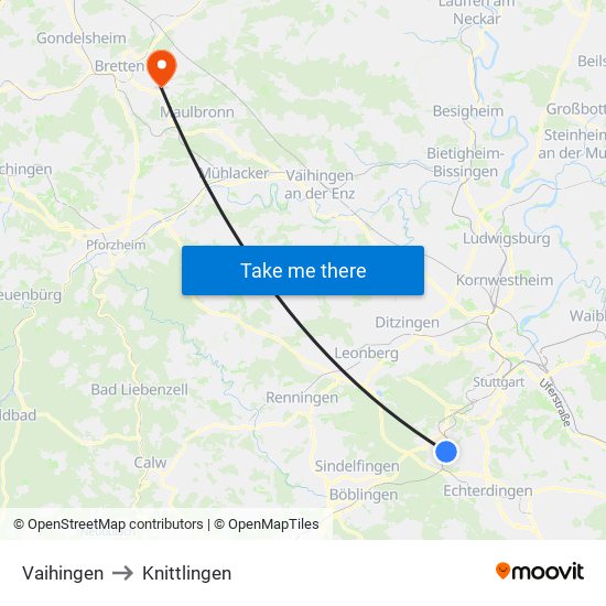 Vaihingen to Knittlingen map