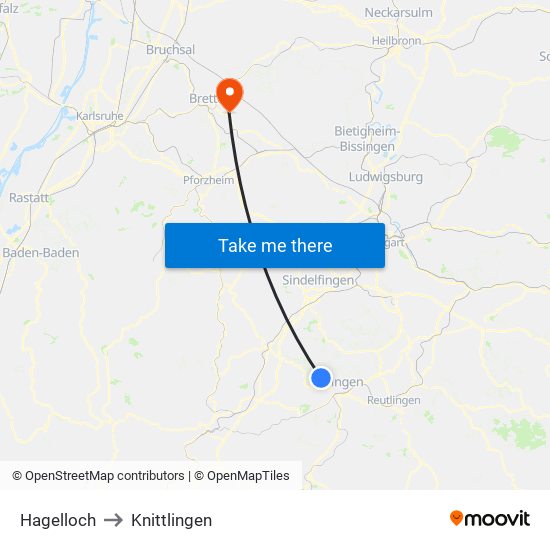 Hagelloch to Knittlingen map