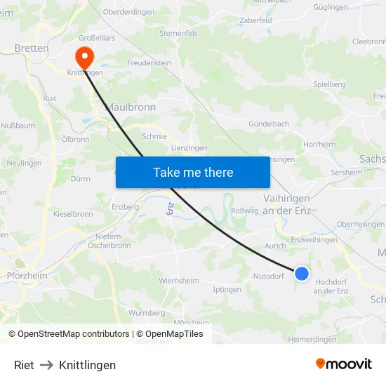 Riet to Knittlingen map