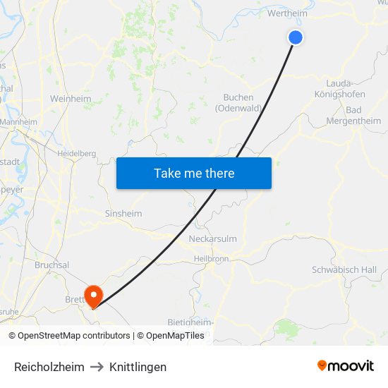 Reicholzheim to Knittlingen map