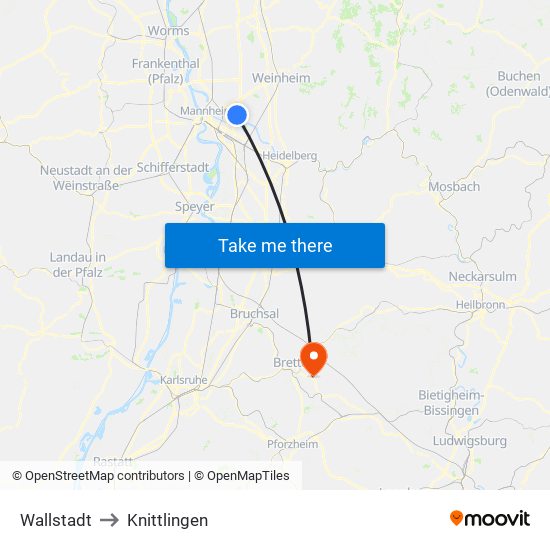 Wallstadt to Knittlingen map