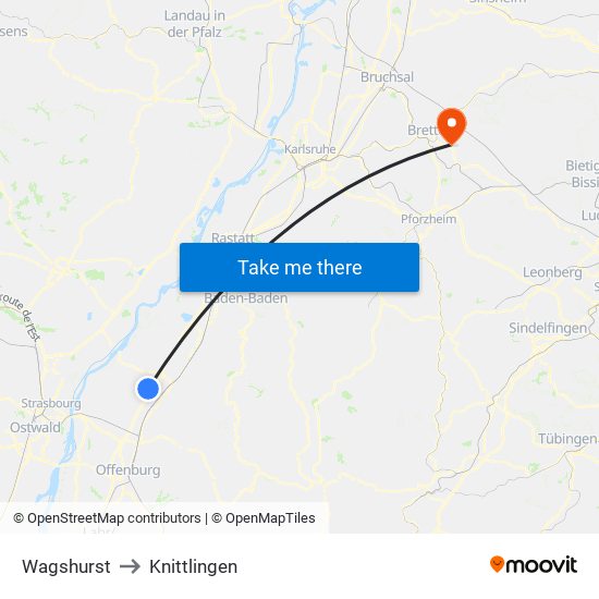 Wagshurst to Knittlingen map