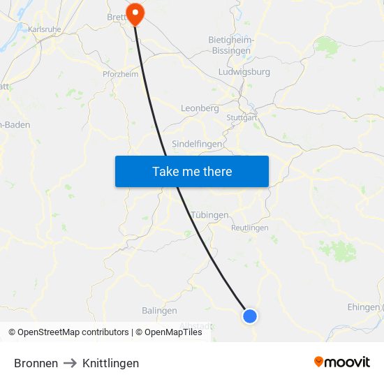 Bronnen to Knittlingen map