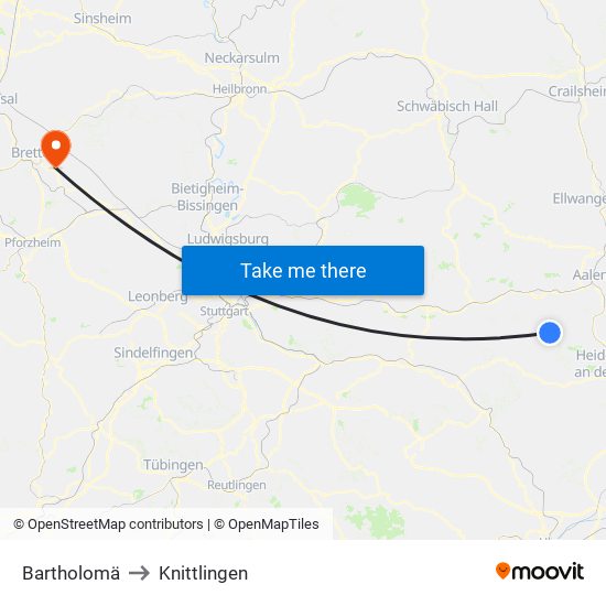 Bartholomä to Knittlingen map