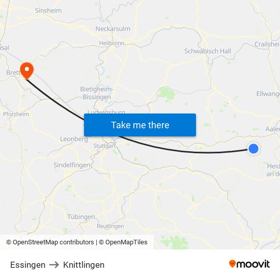 Essingen to Knittlingen map