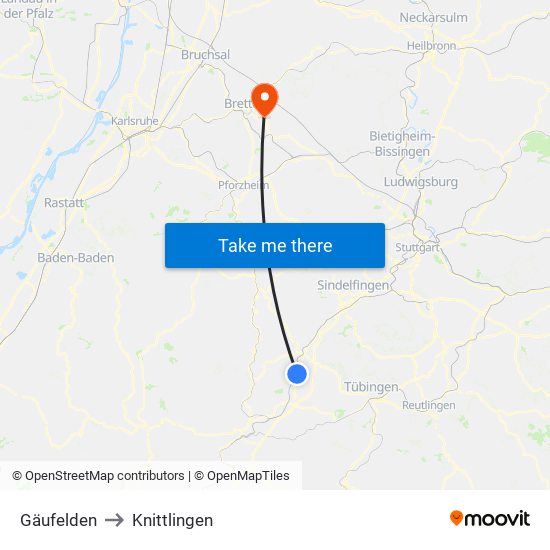 Gäufelden to Knittlingen map