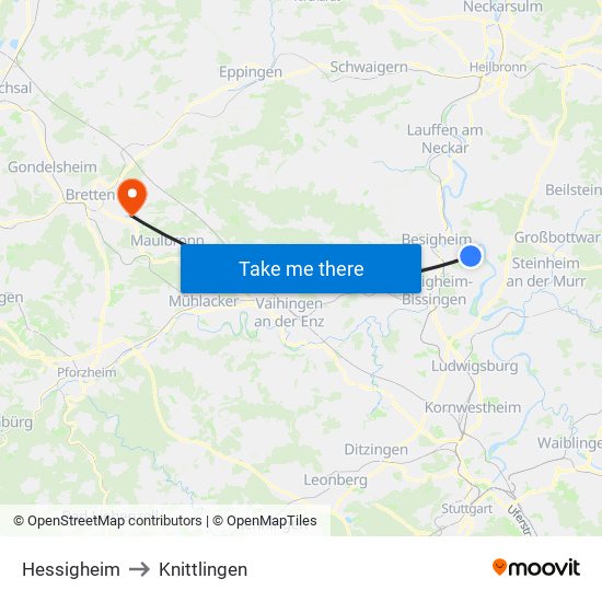 Hessigheim to Knittlingen map